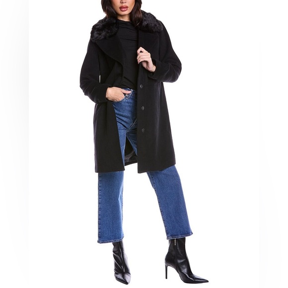 🎉HP🎉Kenneth Cole NY Women’s Wool Blend Black Parka - Picture 2 of 8